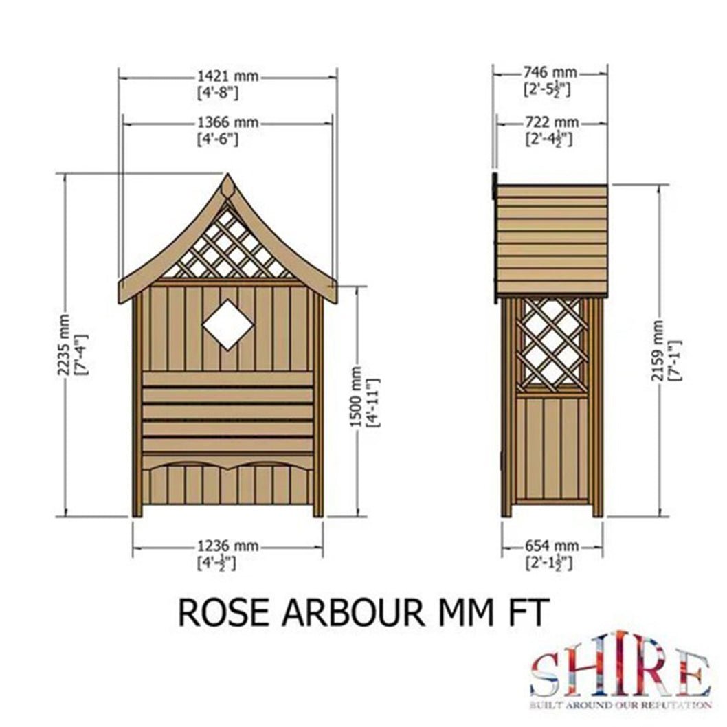 Shire 5x3ft Rose Arbour - JJ Building Materials