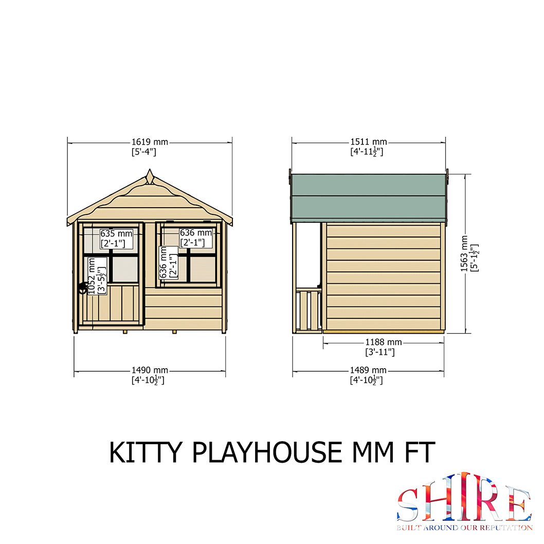 Shire 5x4ft Kitty Kids Playhouse - JJ Building Materials