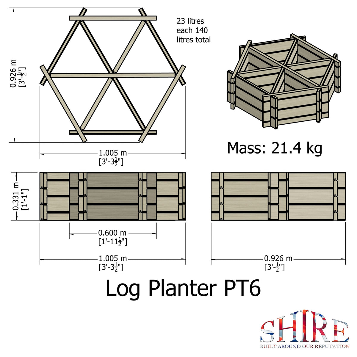 Shire 6 Segments Hexagonal Planter - JJ Building Materials