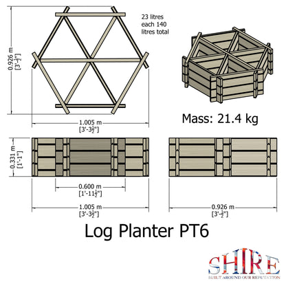 Shire 6 Segments Hexagonal Planter - JJ Building Materials