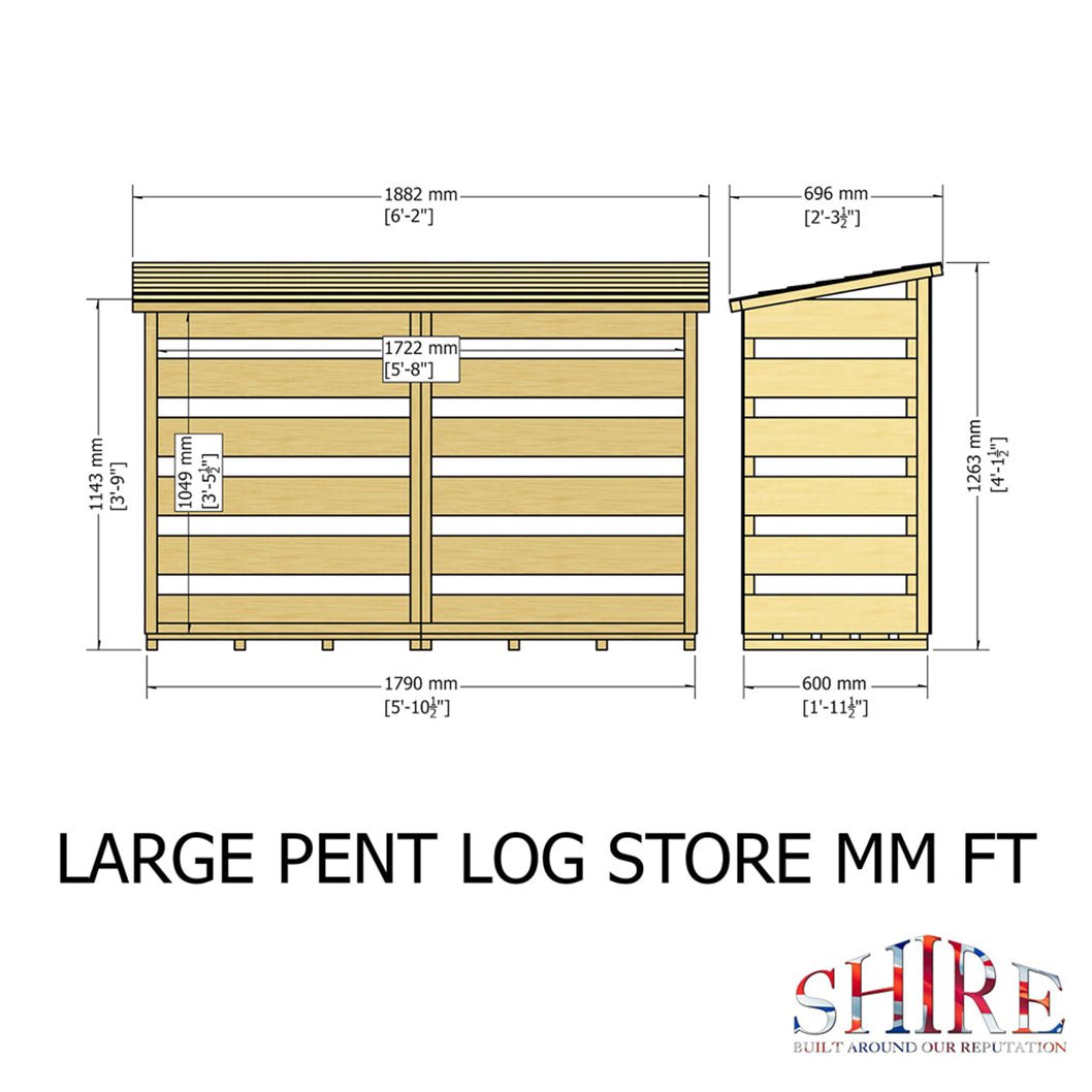 Shire 6 x 3ft Pressure Treated Log Store - JJ Building Materials