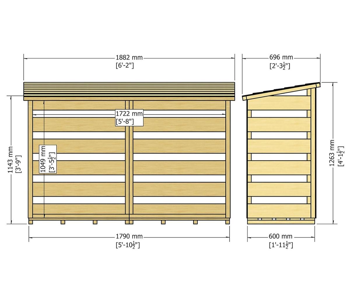 Shire 6 x 3ft Pressure Treated Log Store - JJ Building Materials