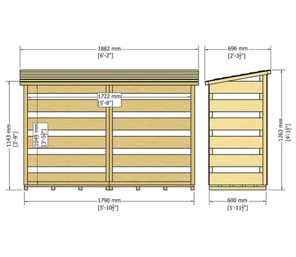 Shire 6 x 3ft Pressure Treated Log Store - JJ Building Materials