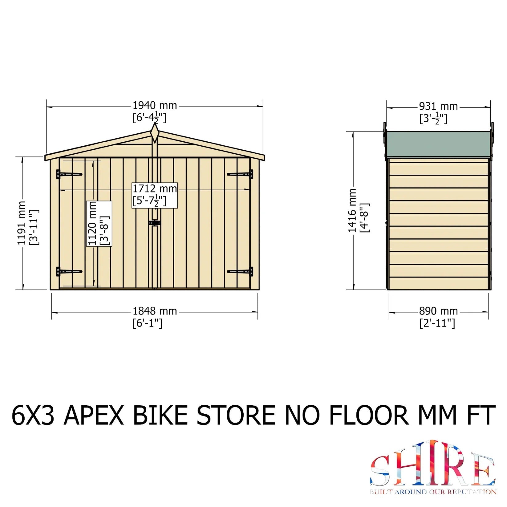 Shire 6 x 3ft Shiplap Apex Bike Shed - JJ Building Materials