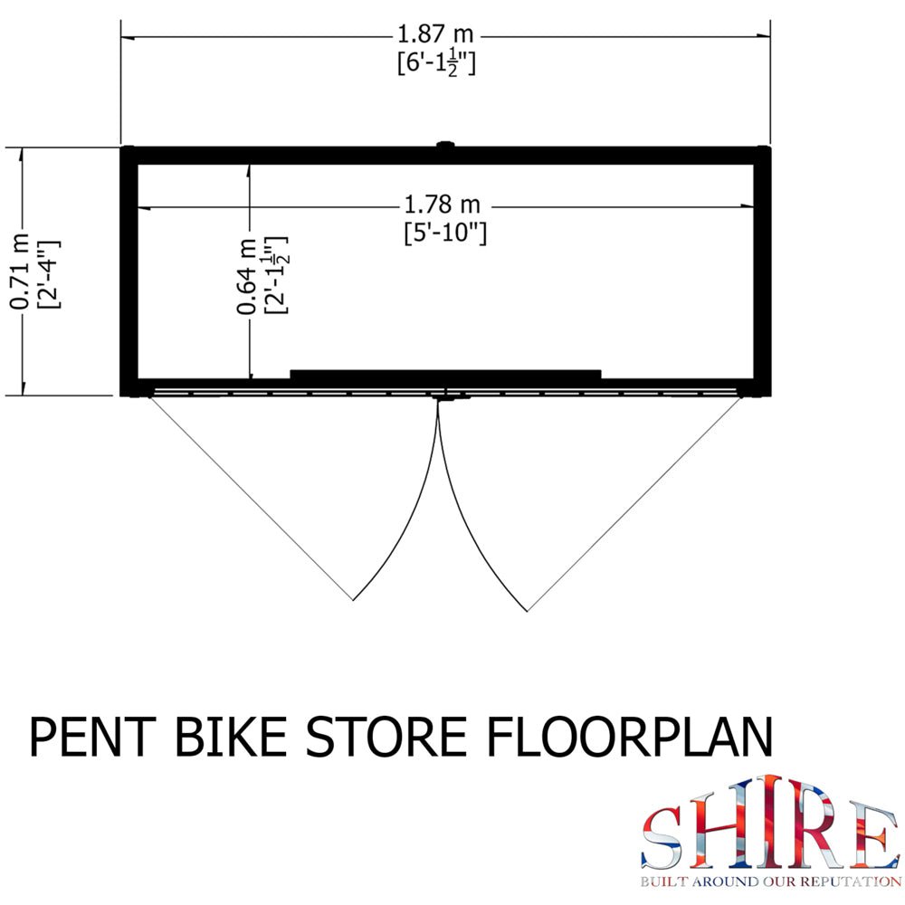 Shire 6.14 x 2.3ft Double Door Shiplap Pent Bike Shed - JJ Building Materials