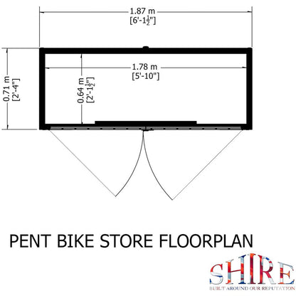 Shire 6.14 x 2.3ft Double Door Shiplap Pent Bike Shed - JJ Building Materials