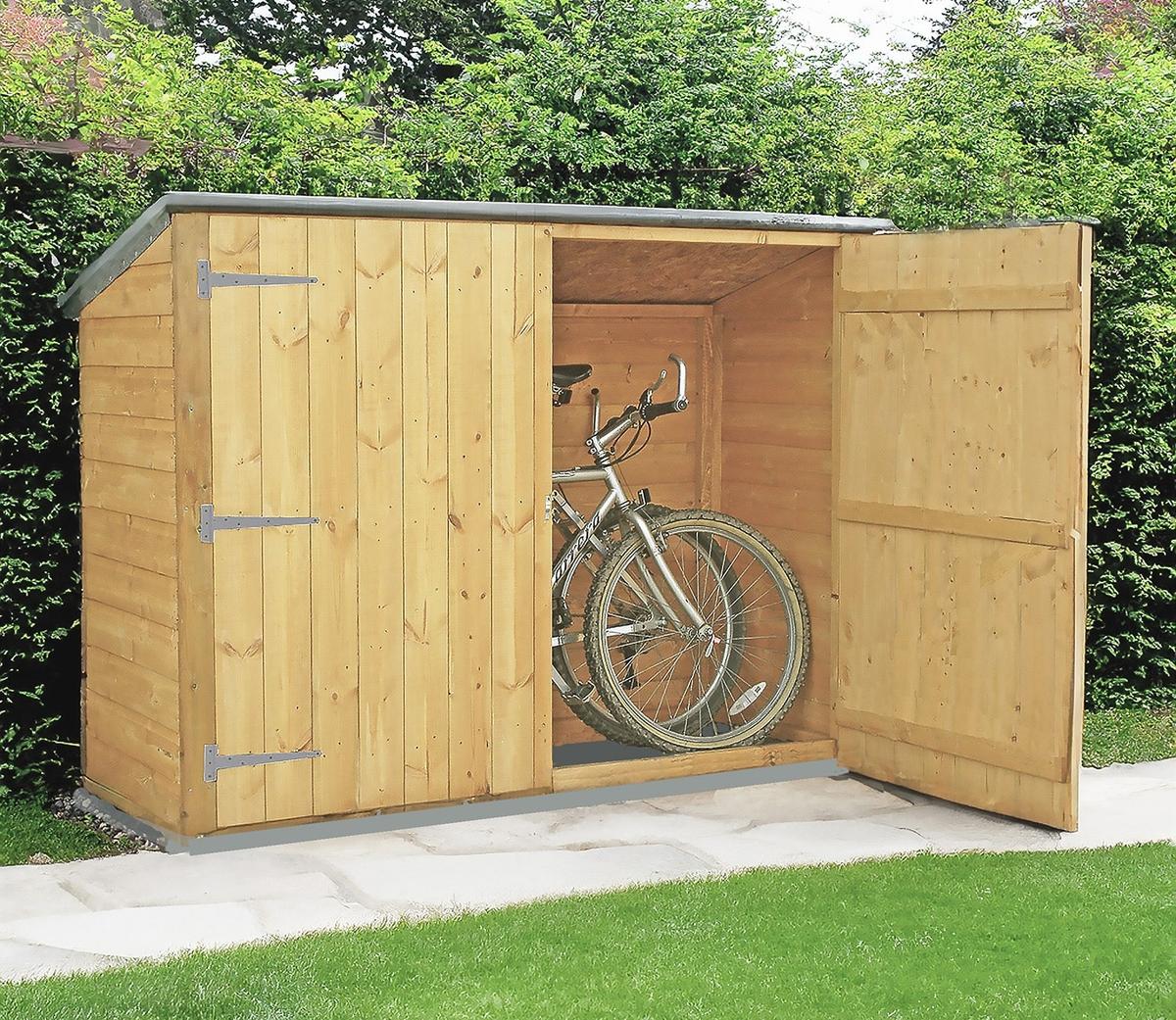 Shire 6.14 x 2.3ft Double Door Shiplap Pent Bike Shed - JJ Building Materials