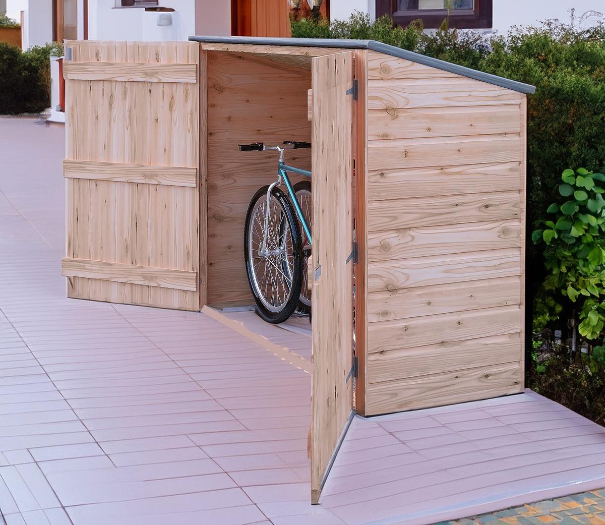 Shire 6.14 x 2.3ft Double Door Shiplap Pent Bike Shed - JJ Building Materials