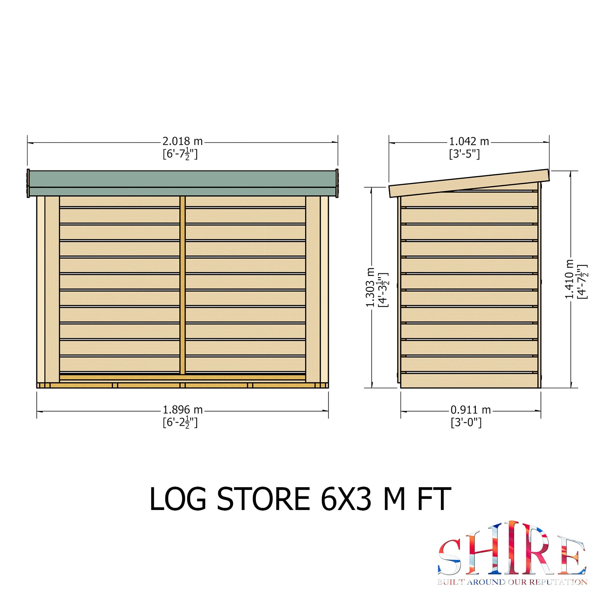 Shire 6.7 x 4.3ft Large Heavy Duty Log Store - JJ Building Materials