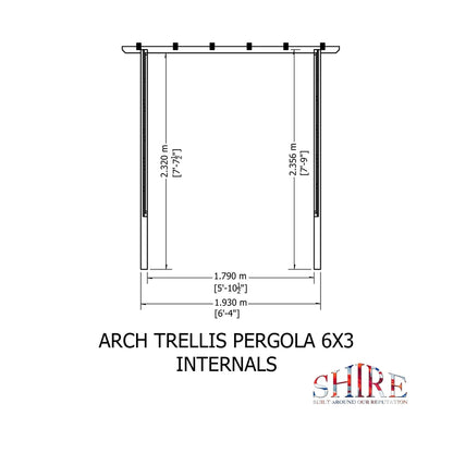 Shire 6x3FT Arch Trellis Pressure Treated Pergola - JJ Building Materials