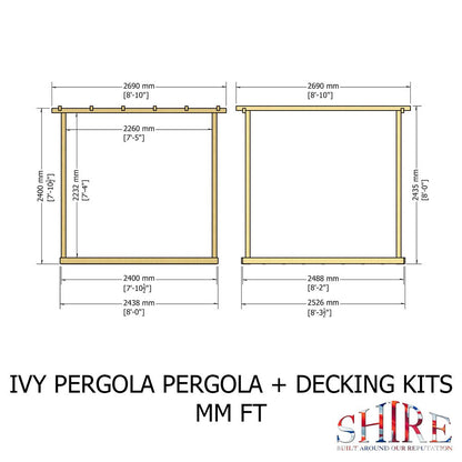 Shire 8 x 8ft Ivy Pergola Kit with Decking - JJ Building Materials