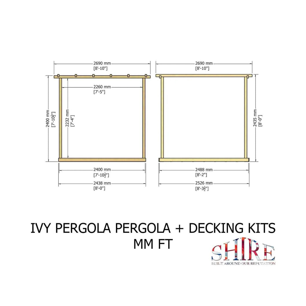 Shire 8 x 8ft Ivy Pergola Kit with Decking - JJ Building Materials