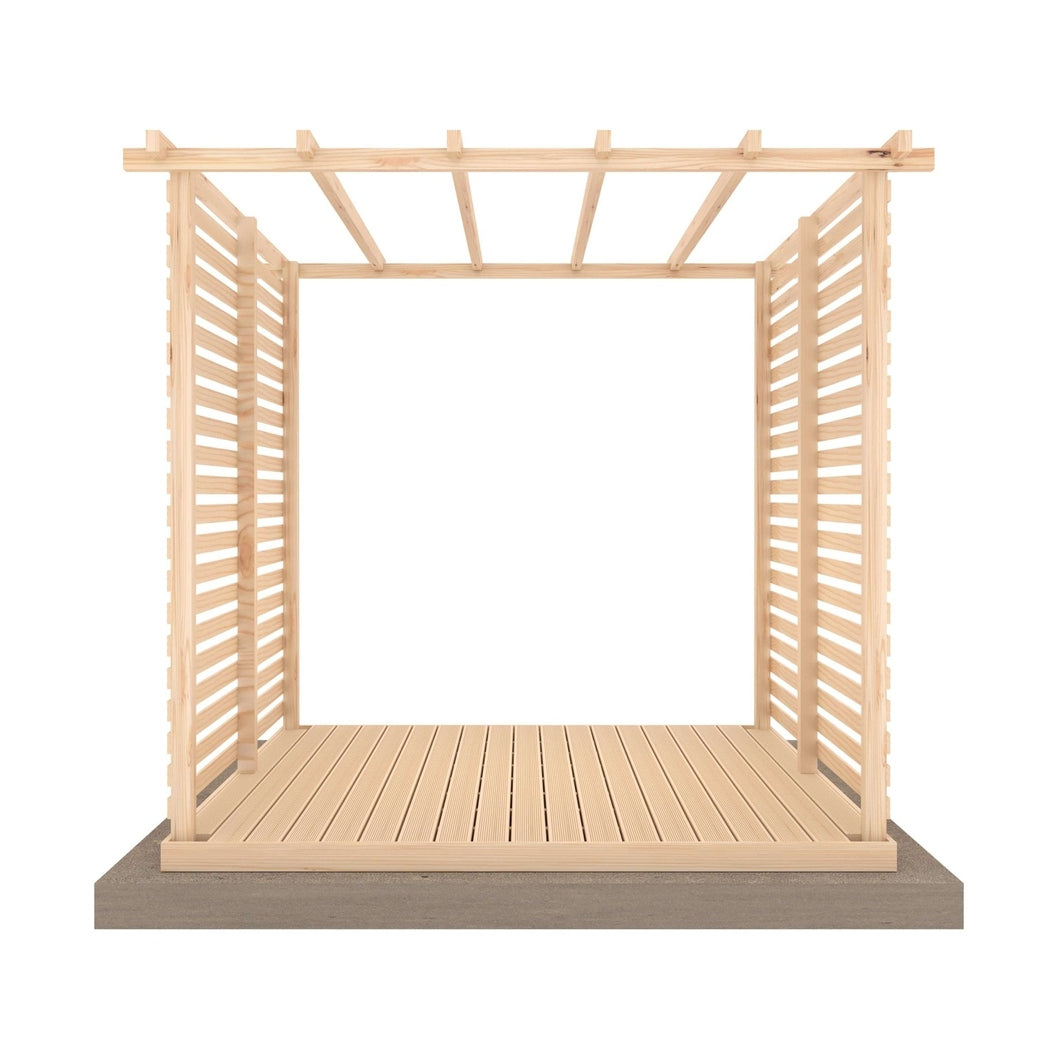 Shire 8 x 8ft Ivy Pergola Kit with Decking and Sides - JJ Building Materials