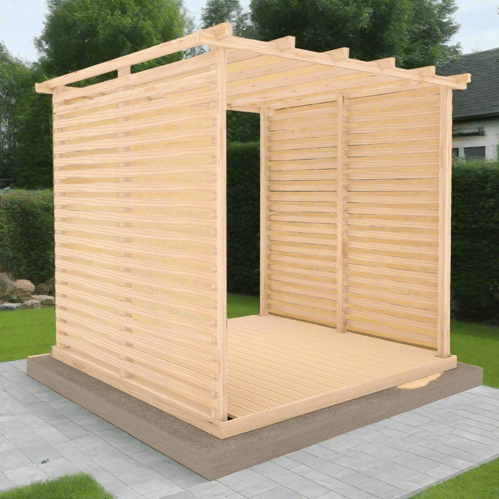 Shire 8 x 8ft Ivy Pergola Kit with Decking and Sides - JJ Building Materials