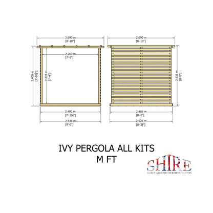 Shire 8 x 8ft Ivy Pergola Kit with Decking and Sides - JJ Building Materials