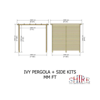 Shire 8 x 8ft Ivy Pergola Kit with Sides - JJ Building Materials