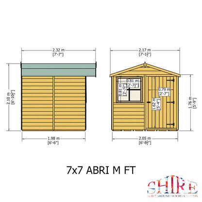 Shire Abri 7x7ft T&G Single Door Apex Wooden Shed - JJ Building Materials