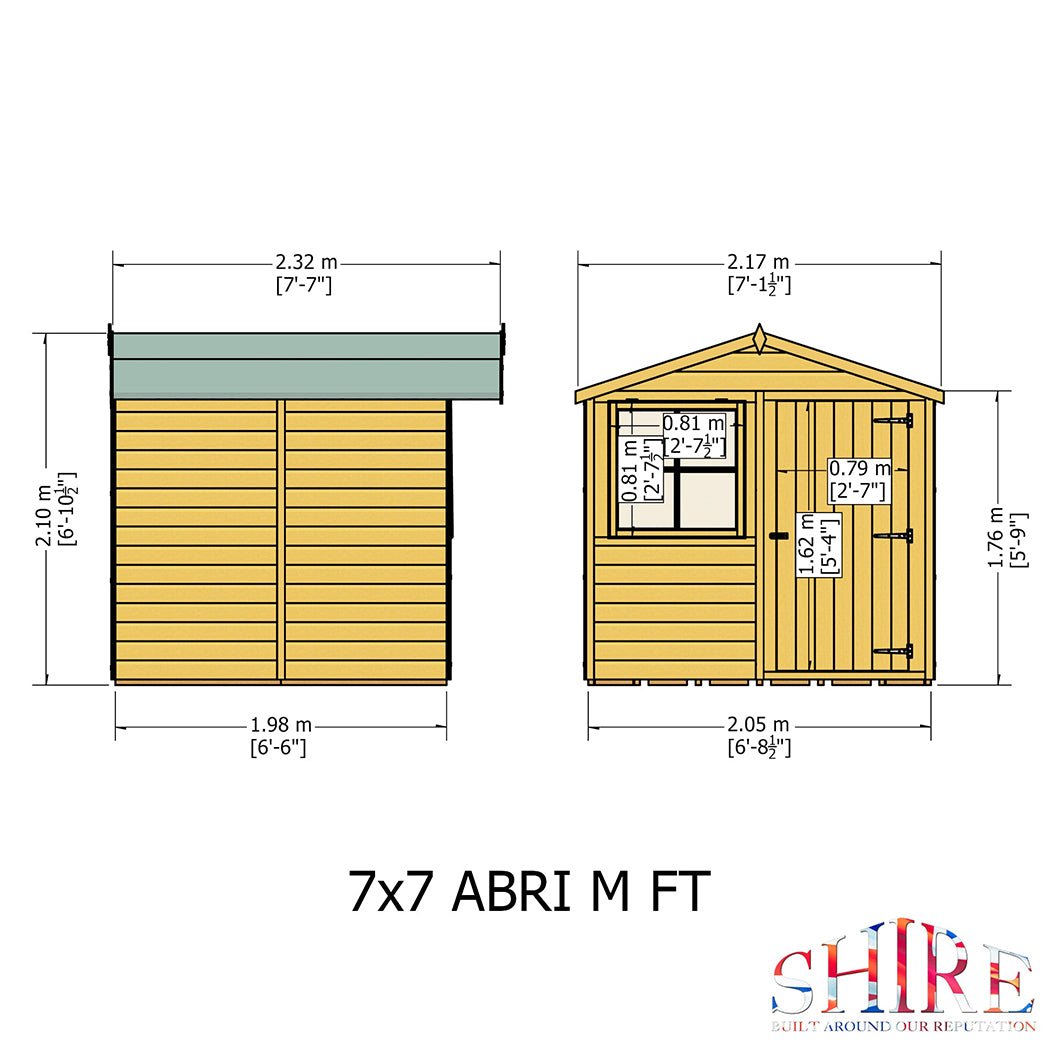 Shire Abri 7x7ft T&G Single Door Apex Wooden Shed - JJ Building Materials