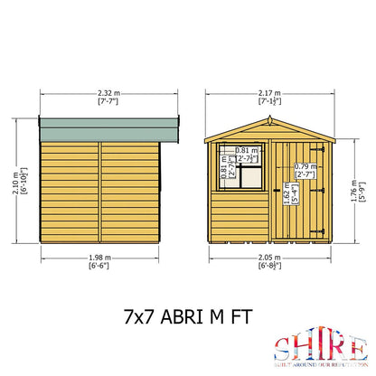 Shire Abri 7x7ft T&G Single Door Apex Wooden Shed - JJ Building Materials