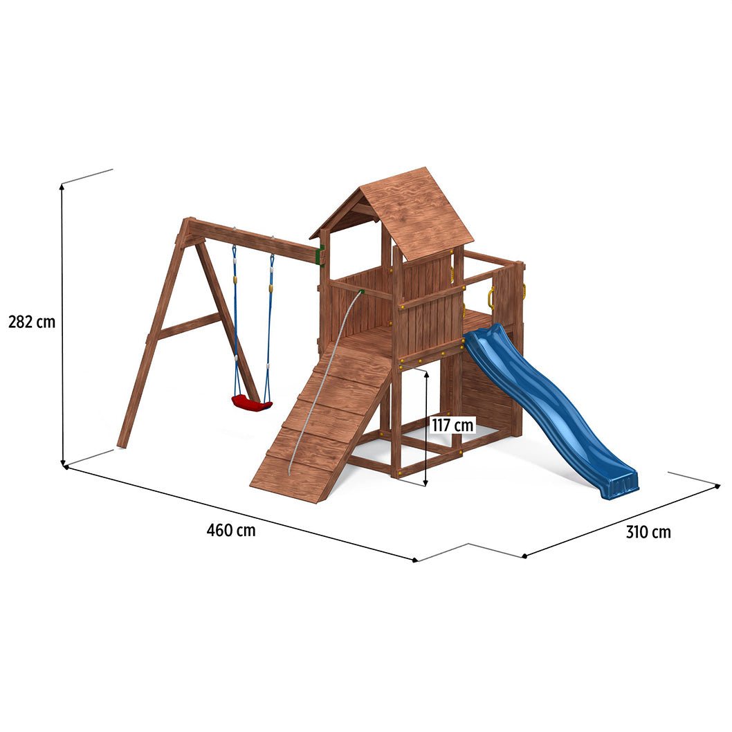 Shire Adventure Peaks Fortress 3 (Carol 3) Climbing Frame With Swing & Slide - JJ Building Materials