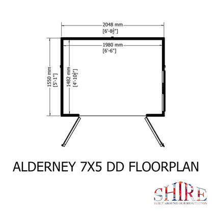 Shire Alderney 7x5ft Double Door T&G Apex Wooden Shed - JJ Building Materials