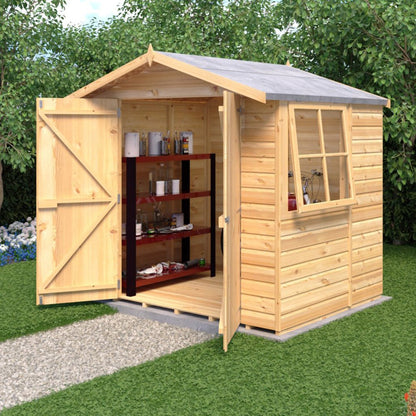 Shire Alderney 7x5ft Double Door T&G Apex Wooden Shed - JJ Building Materials