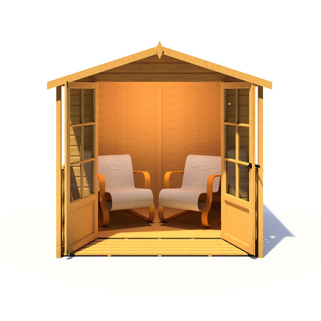 Shire Alnwick 7x7ft Double Door T&G Wooden Summerhouse - JJ Building Materials