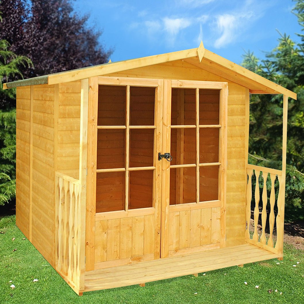 Shire Alnwick 7x7ft Double Door T&G Wooden Summerhouse - JJ Building Materials