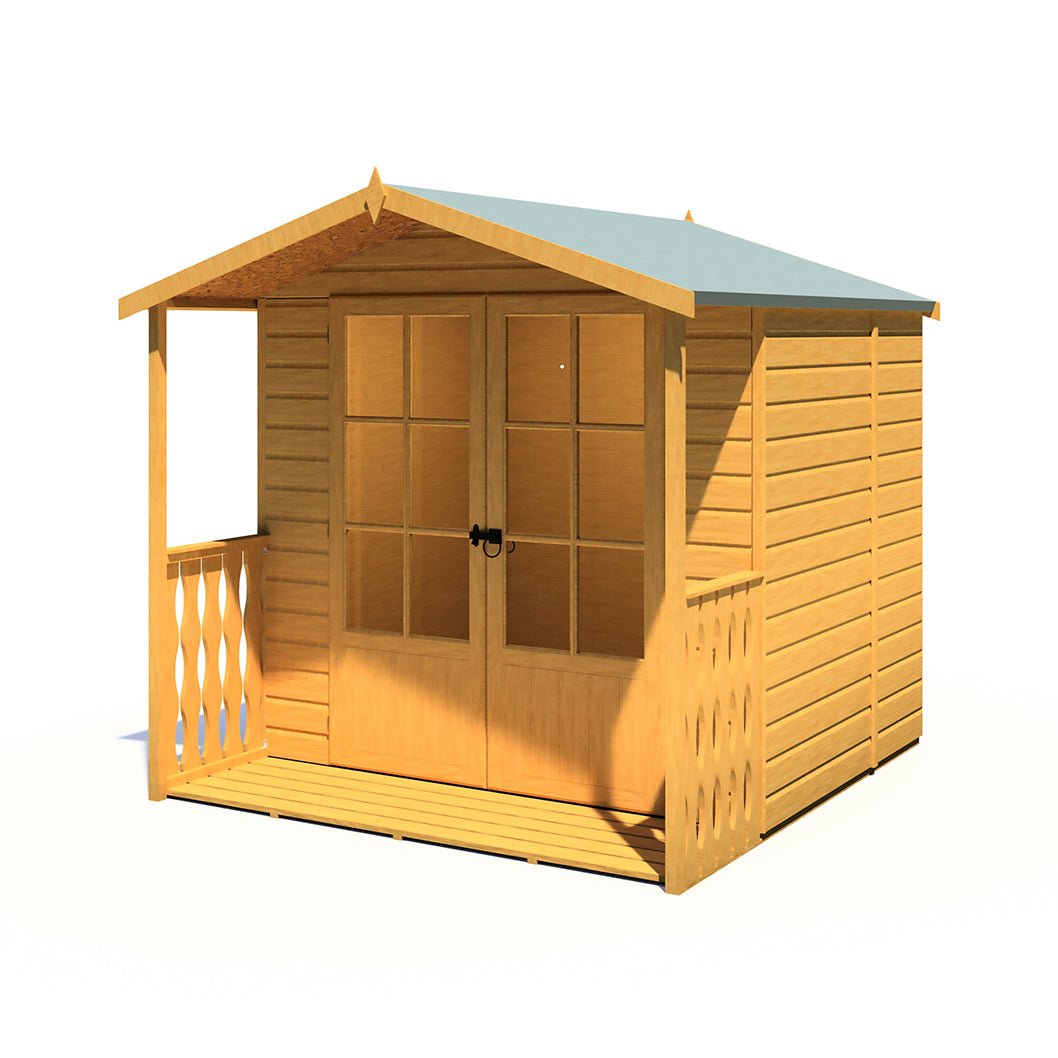 Shire Alnwick 7x7ft Double Door T&G Wooden Summerhouse - JJ Building Materials