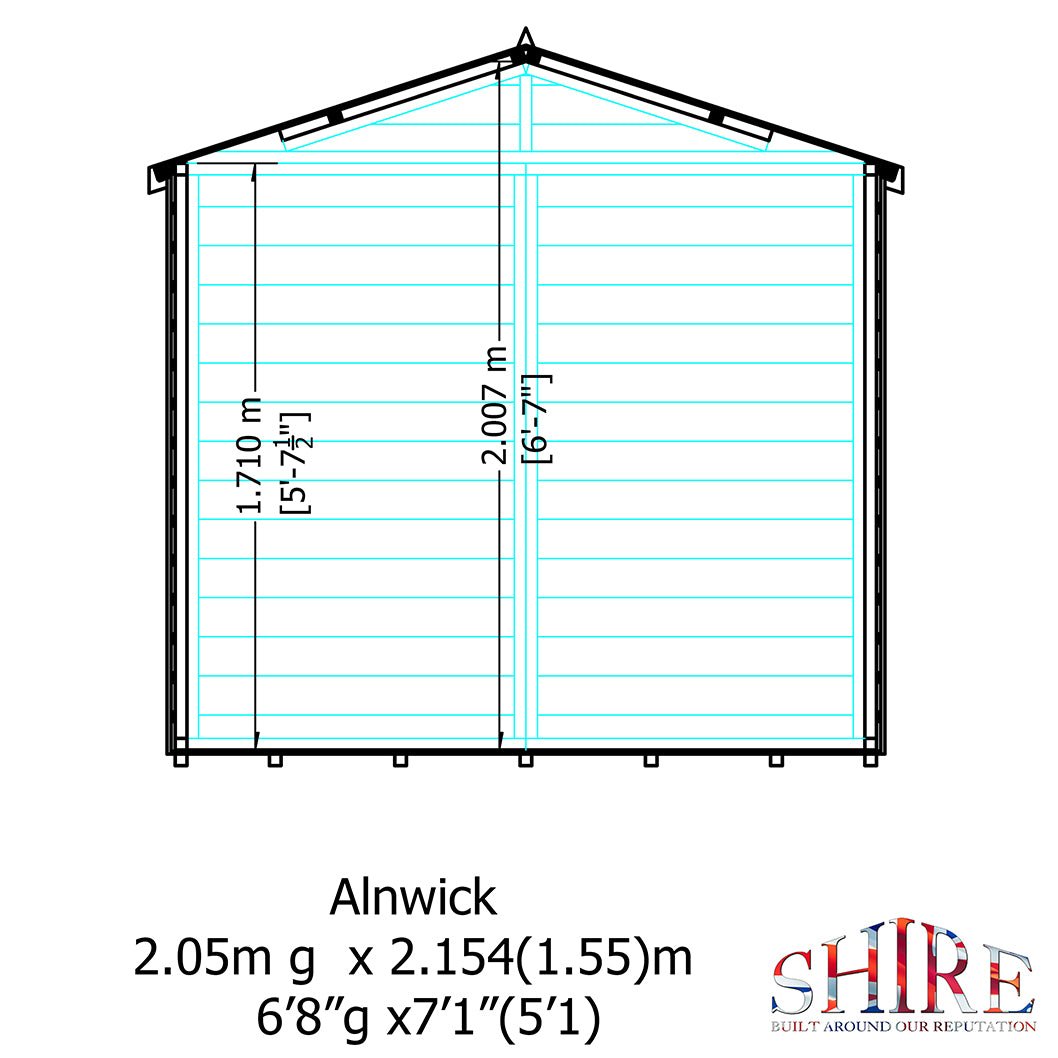 Shire Alnwick 7x7ft Double Door T&G Wooden Summerhouse - JJ Building Materials