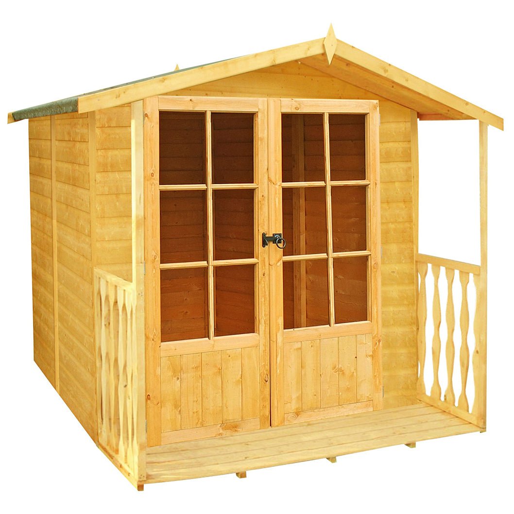 Shire Alnwick 7x7ft Double Door T&G Wooden Summerhouse - JJ Building Materials