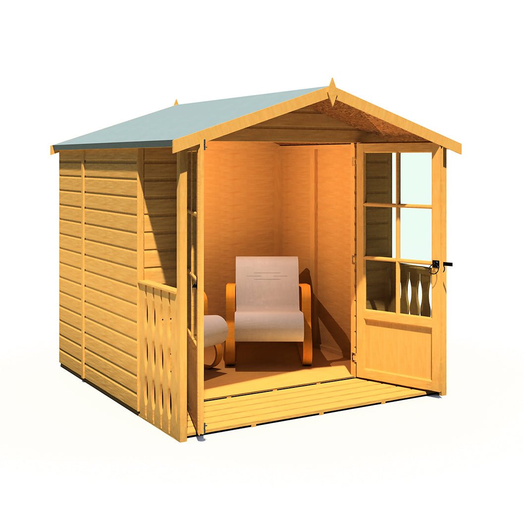 Shire Alnwick 7x7ft Double Door T&G Wooden Summerhouse - JJ Building Materials