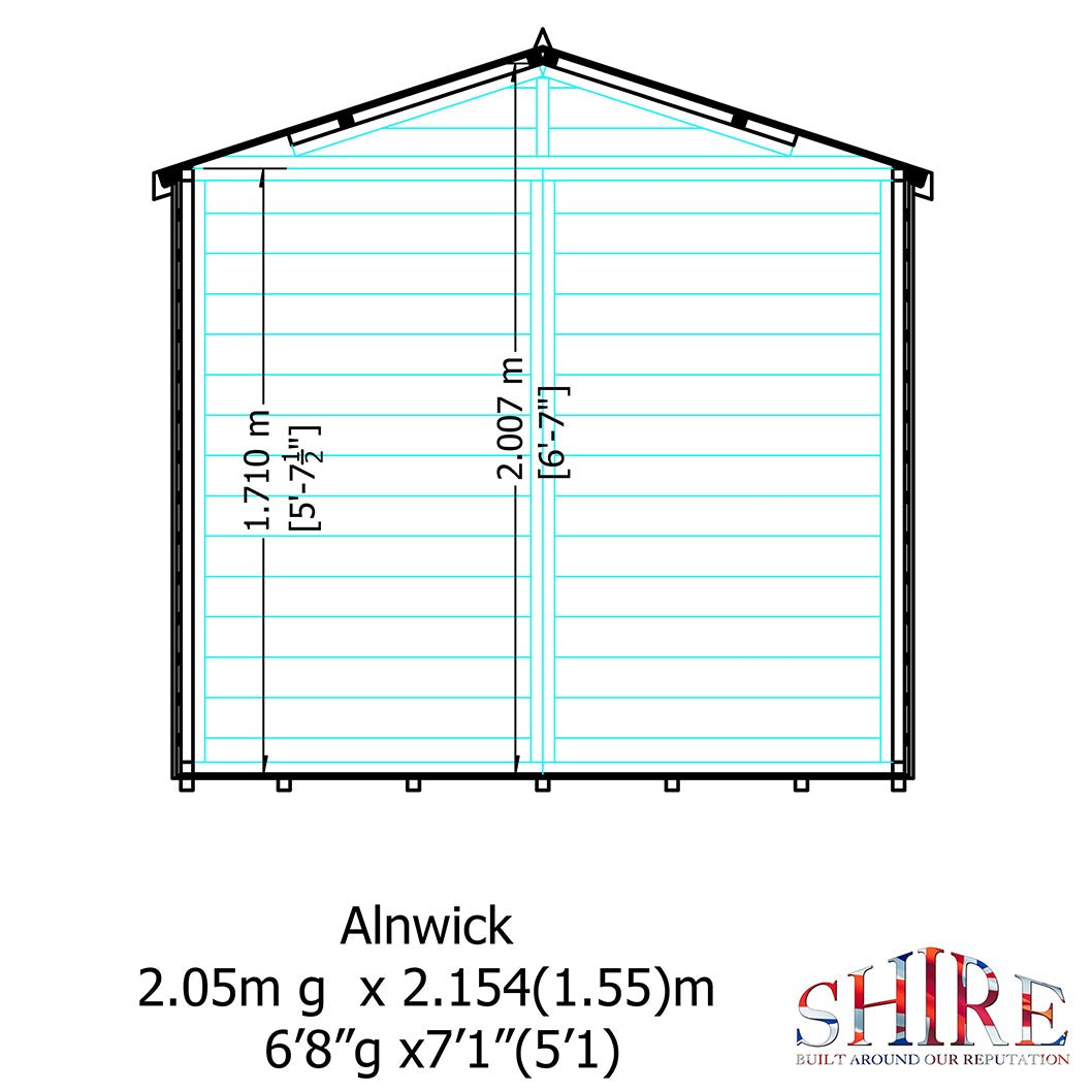 Shire Alnwick 7x7ft Double Door T&G Wooden Summerhouse - JJ Building Materials