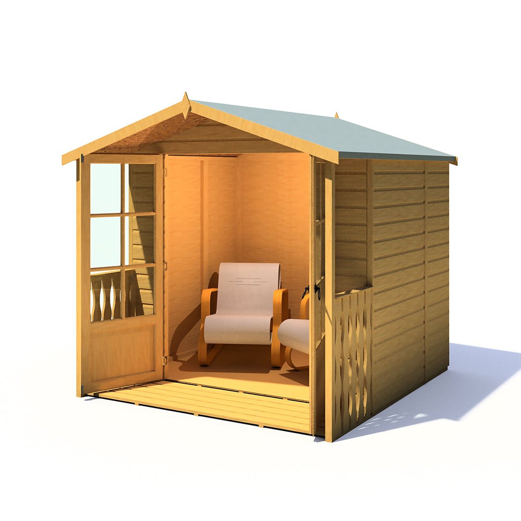 Shire Alnwick 7x7ft Double Door T&G Wooden Summerhouse - JJ Building Materials