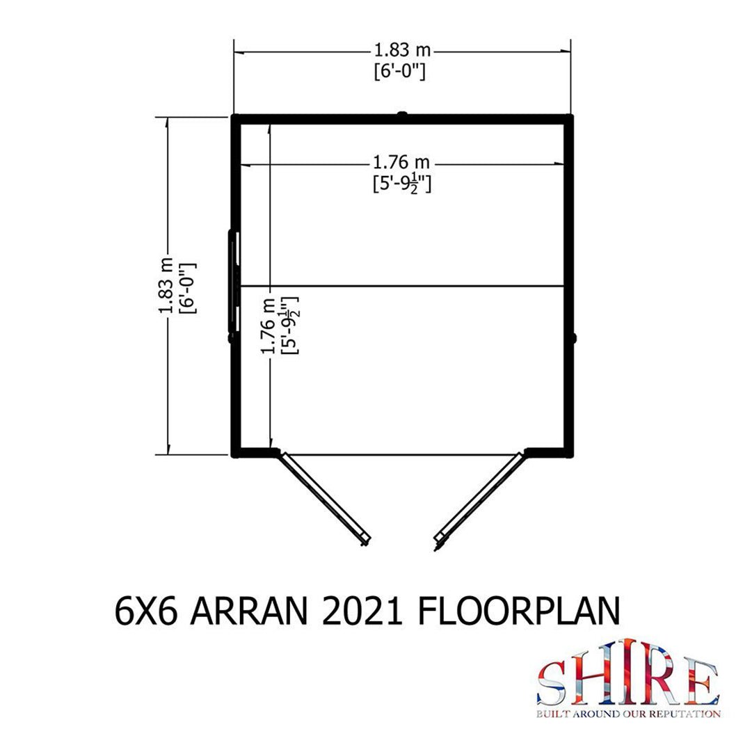 Shire Arran 6x6ft Double Door Apex Wooden Shed - JJ Building Materials