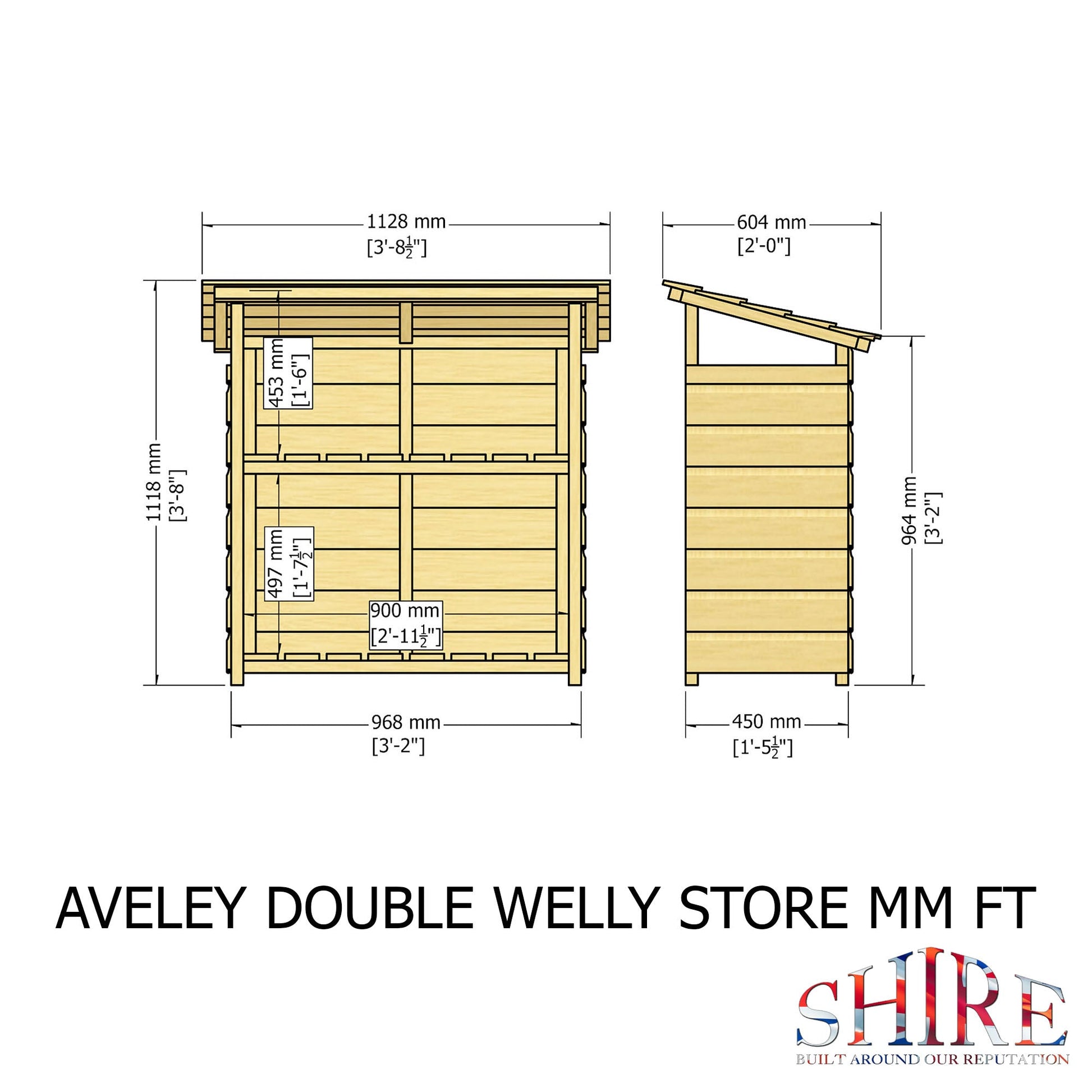 Shire Aveley 3.2 x 1.5ft Double Welly Store - JJ Building Materials