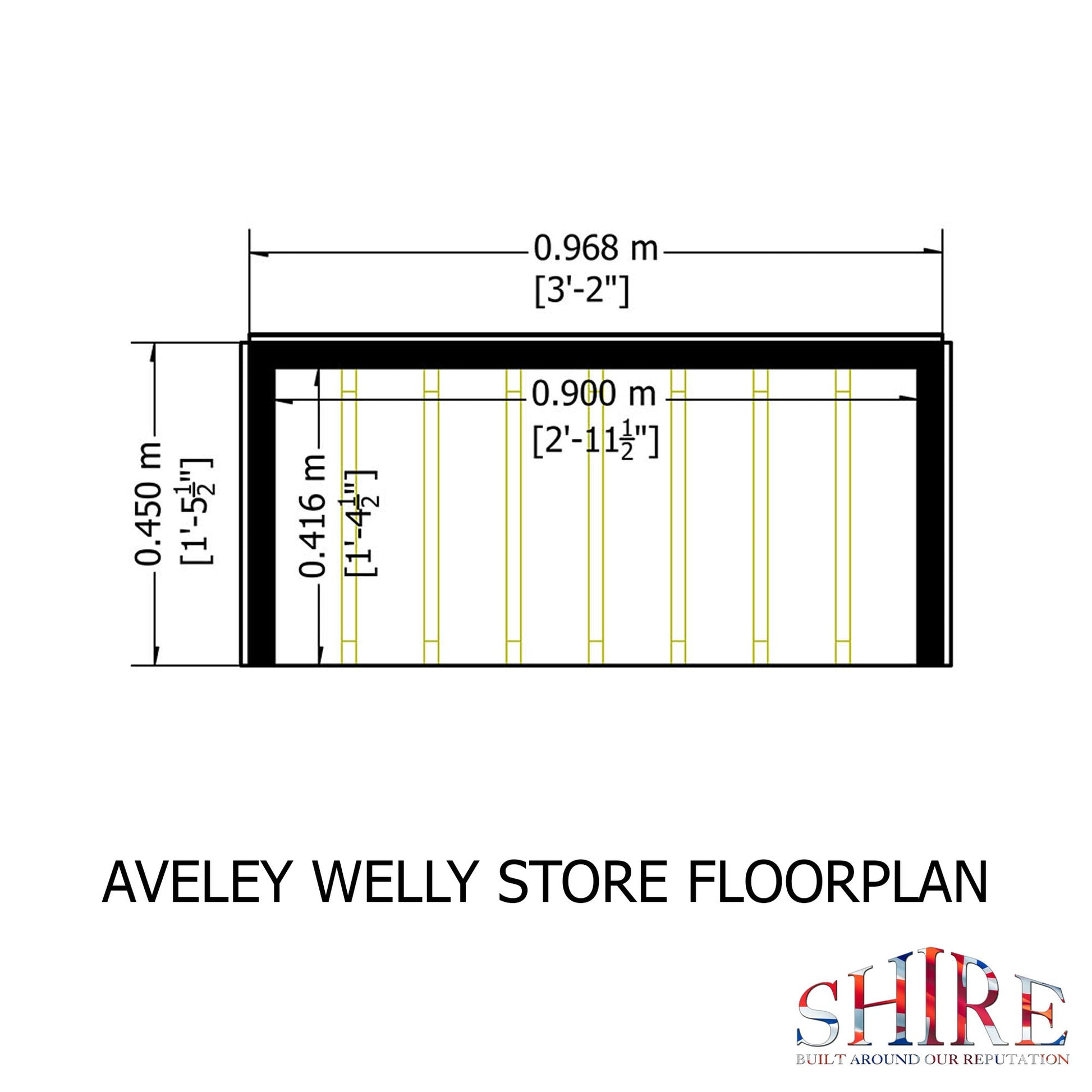 Shire Aveley 3.2 x 1.5ft Welly Store - JJ Building Materials