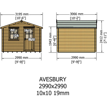 Shire Avesbury Log Cabin With 19mm Log Thickness - JJ Building Materials