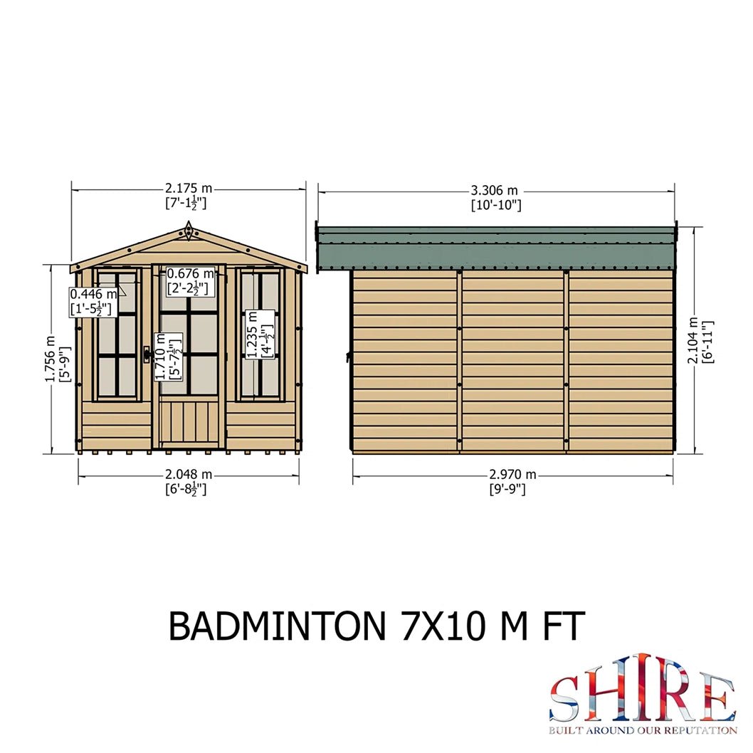 Shire Badminton 7x10ft Single Door T&G Wooden Summerhouse - JJ Building Materials