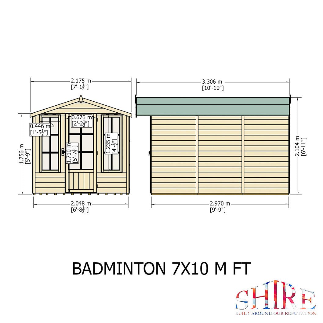Shire Badminton 7x10ft Single Door T&G Wooden Summerhouse - JJ Building Materials