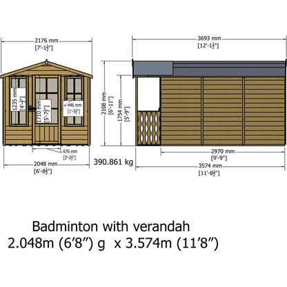 Shire Badminton 7x10ft Single Door T&G Wooden Summerhouse - JJ Building Materials