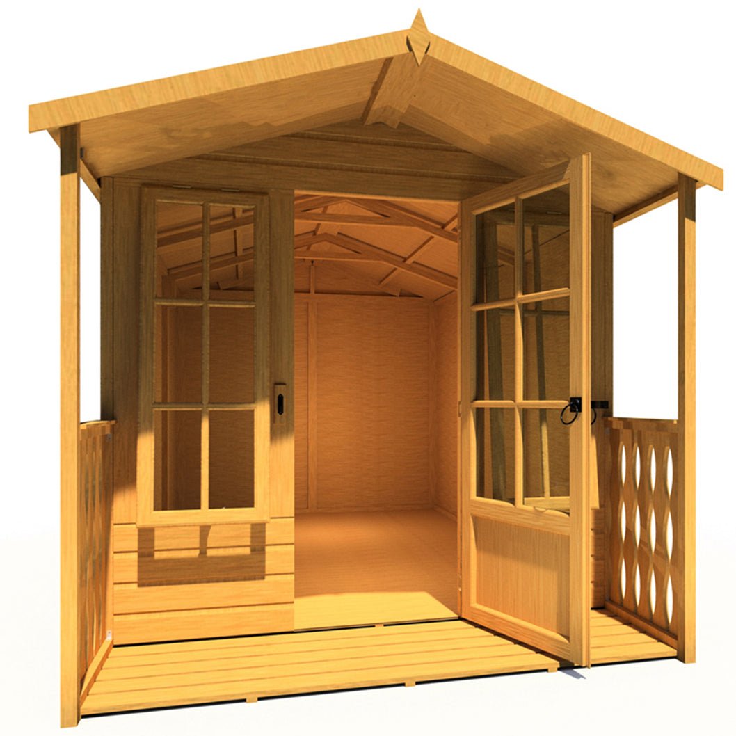Shire Badminton 7x10ft Single Door T&G Wooden Summerhouse - JJ Building Materials