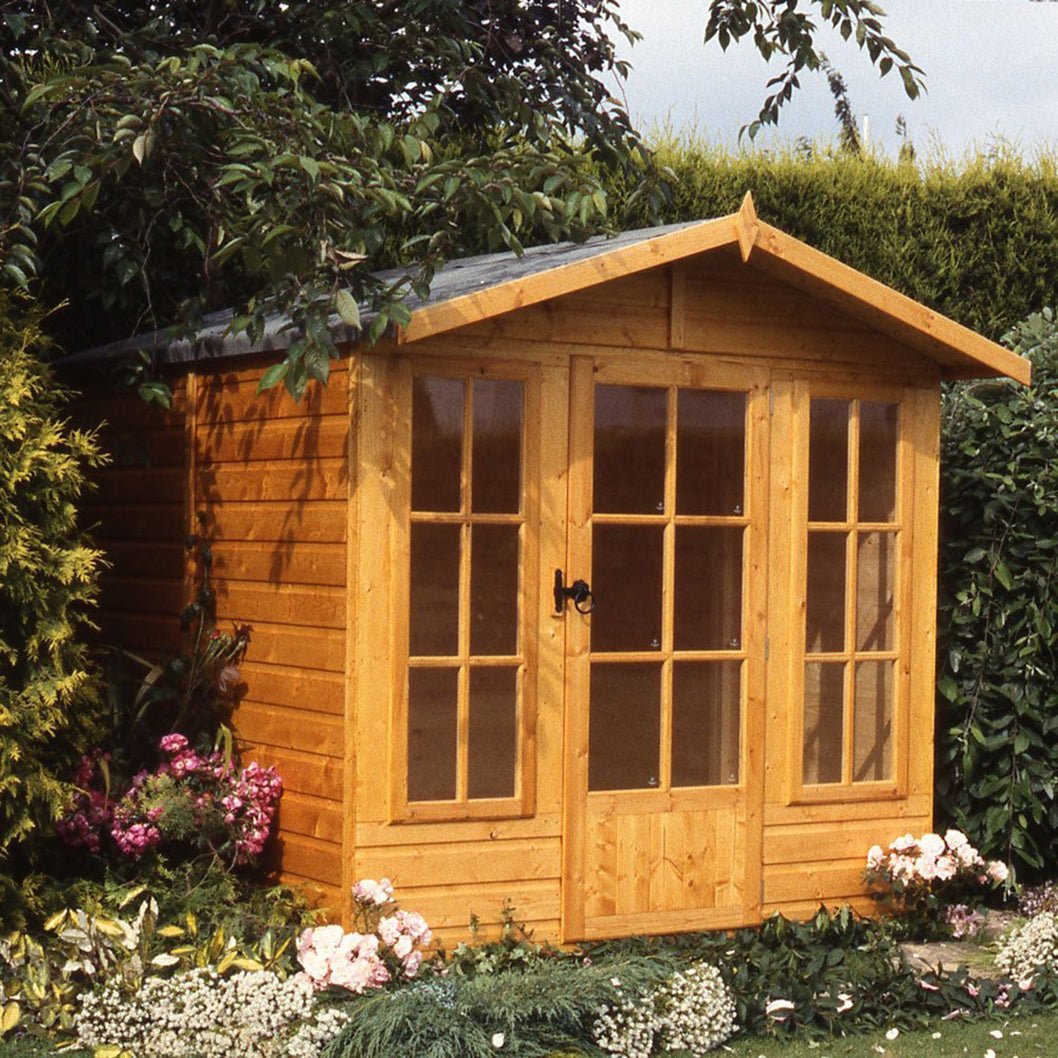 Shire Badminton 7x10ft Single Door T&G Wooden Summerhouse - JJ Building Materials