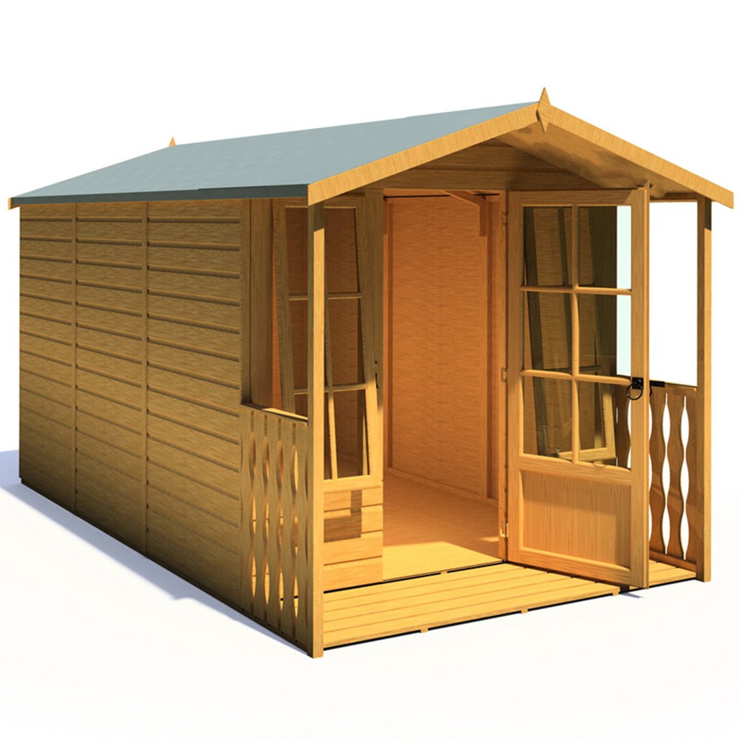Shire Badminton 7x10ft Single Door T&G Wooden Summerhouse - JJ Building Materials