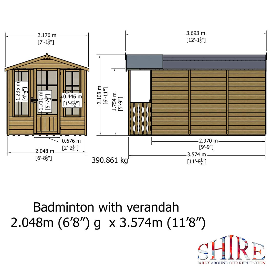 Shire Badminton 7x10ft Single Door T&G Wooden Summerhouse - JJ Building Materials