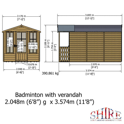 Shire Badminton 7x10ft Single Door T&G Wooden Summerhouse - JJ Building Materials