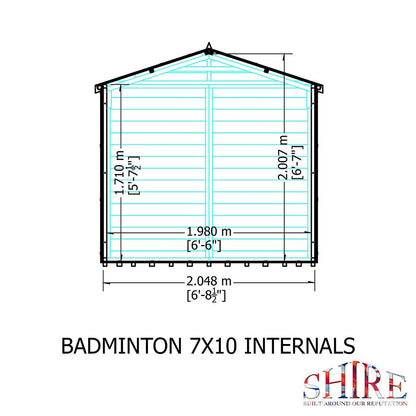 Shire Badminton 7x10ft Single Door T&G Wooden Summerhouse - JJ Building Materials