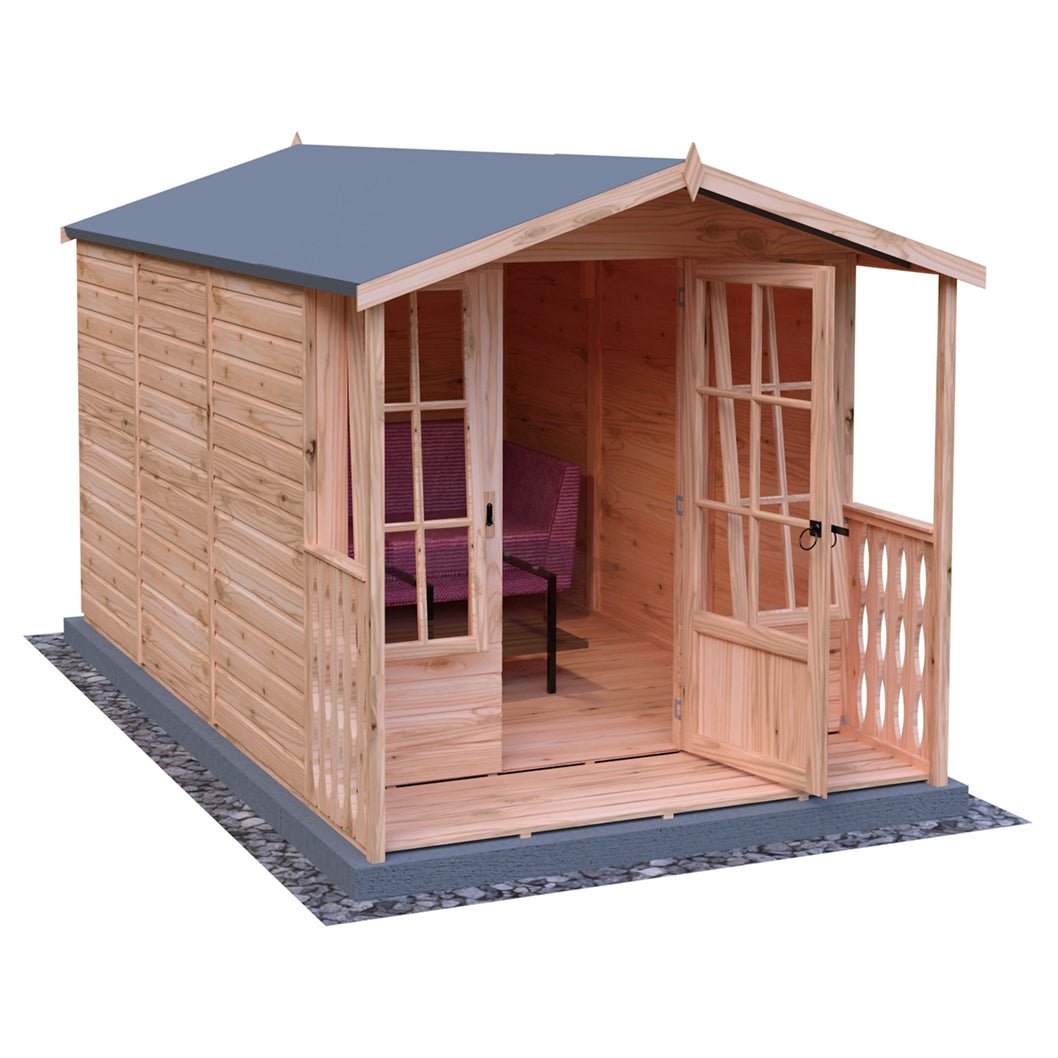Shire Badminton 7x10ft Single Door T&G Wooden Summerhouse - JJ Building Materials