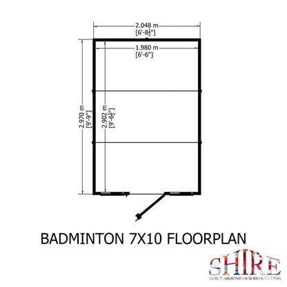 Shire Badminton 7x10ft Single Door T&G Wooden Summerhouse - JJ Building Materials