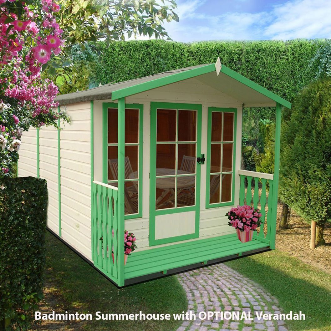 Shire Badminton 7x10ft Single Door T&G Wooden Summerhouse - JJ Building Materials